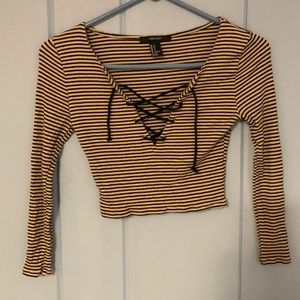 Striped Lace Up Crop Top